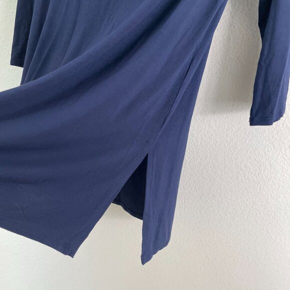 Eileen Fisher Womens XS Navy 3/4 Sleeve Tunic Top Viscose Blend Stretch Shirt - Picture 6 of 7